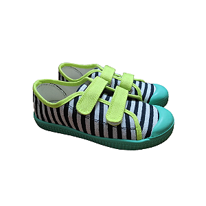 Tênis Listras Solado Neon Velcro - Tnin