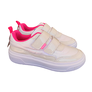 Tênis Branco e Pink Velcro - Pampili