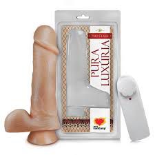Prótese Vibrador externo Com Escroto e ventosa 18X 4,4CM SEXY FANTASY