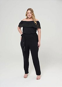 Macacão Plus Size Ombro a Ombro Jes Curves