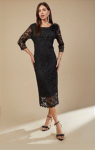 Vestido Tubinho Renda Mangas Zione