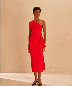 Vestido Reto Festa Um Ombro Marrô