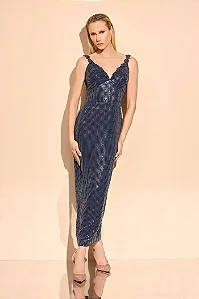 Vestido Reto Midi Paetê Thamara Capelão