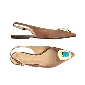 Sapatilha Slingback com Pedra Turquesa Luiza Barcelos