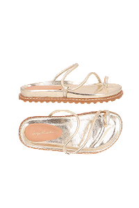 Sandália Papete de Dedo Tratorada Metalizada Luiza Barcelos