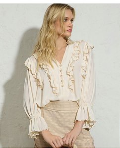 Blusa Babado Bordado Thamara Capelão
