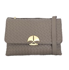 Bolsa Média em Couro com Trama e Fecho Caliandra Luiza Barcelos