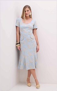 Vestido Crepe bordado Marcia Morais