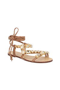 Sandália Rasteira em Couro com Pedras Luiza Barcelos