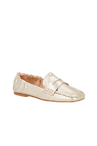 Mocassim em Couro Metalizado com Detalhe de Fivela Luiza Barcelos