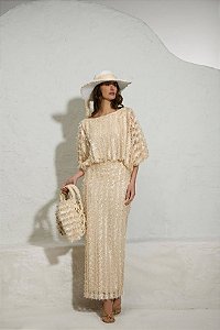 Blusa  Tecido Bordado Paetê Thamara Capelão