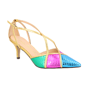 Scarpin Slingback Salto Médio Multicor Luiza Barcelos