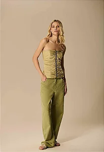 Calça Sarja Wide Leg Caos Moda