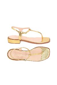 Rasteira em Couro Cobra com Tira de Dedo Luiza Barcelos