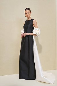 Vestido Bicolor Mangas de Rosas Fleche D'or