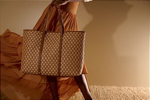 Bolsa Shopping Grande em Couro e Palha Rebites Luiza Barcelos