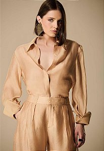 Camisa Organza Manga Longa Caos Moda