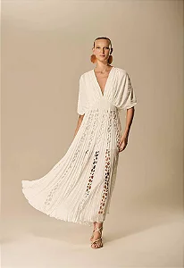 Vestido Plissado Cortes Laser Caos Moda