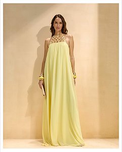 Vestido Longo Festa Detalhe Macramé Fleche D'Or