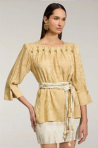 Blusa Detalhe Pregas com Botões Thamara Capelão