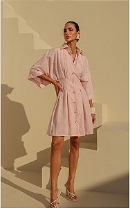 Vestido Listras Alfaiataria Fluido Fleche D'or