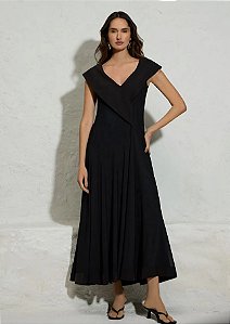 Vestido Malha Preto Detalhe na Barra Thamara Capelão