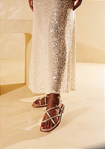 Sandália Rasteira com Tiras e Fivela Descolada Luiza Barcelos