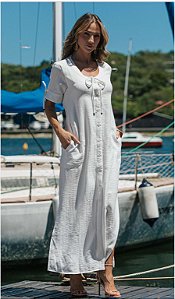 Vestido Chemise Branco Feminino Rogério Costa