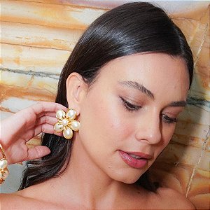 Brinco Flor Pérola Rosana Bernardes