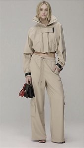 Calça Naylon Bolso Perna Caos Moda Feminina