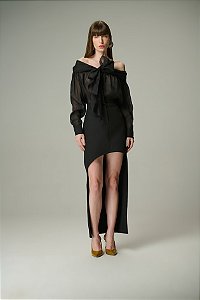 Camisa Manga Longa Organza Laço 613 Oficial
