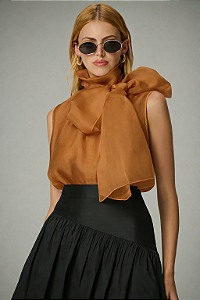 Regata Laço Organza Feminina Elegante