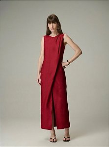 Vestido Midi 100% Linho Assimétrico 613 Oficial