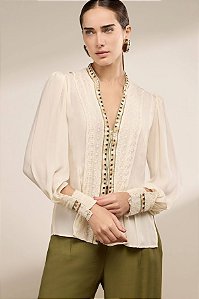 Blusa Detalhe Grega Bordado Thamara Capelão