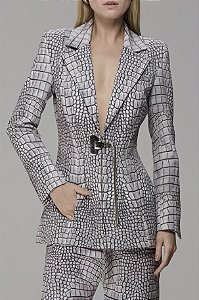Blazer Acinturado Alligator com Metal Caos Moda