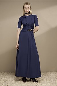 Vestido Longo Fluity Detalhe Pedra Thamara Capelão