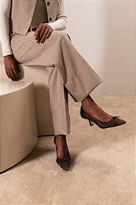 Scarpin Tela Salto Médio em Camurça Luiza Barcelos