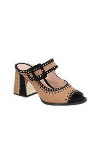 Mule Peep Toe em Camurça Luiza Barcelos