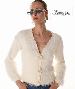 Casaqueto Pelo Botões Perolas Fleche D'or