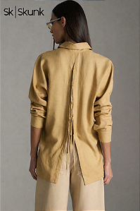 Camisa Cambraia Caqui Amarração nas Costas Skunk Brasil