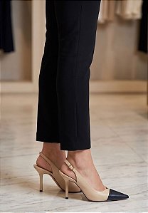 Scarpin Slingback Bicolor em Couro Luiza Barcelos