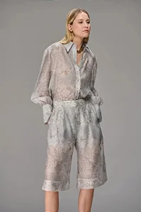 Camisa Feminina Organza Texture Caos Moda