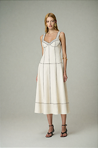 Vestido Midi Sarja Pespontado 613 Oficial