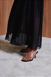 Mule Salto Médio Vinil Couro Luiza Barcelos