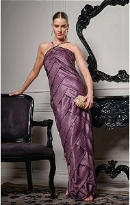 Vestido Longo Festa Drapeado Fleche D'or