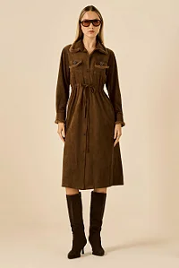 Vestido Chemise Suede Fleche D'or Marrom