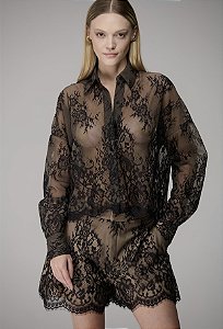 Camisa Renda Manga Longa Caos Moda