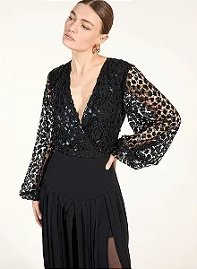Blusa Feminina Tela Paetês Skazi
