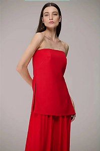 Blusa Strapless Fendas Laterais Caos Moda