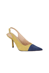 Scarpin Slingback Salto Alto Bicolor em Camurça Luiza Barcelos